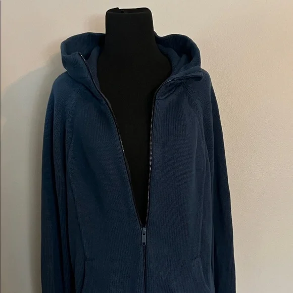 Women's Navy Zip-Up Sweater - Picture 5 of 6